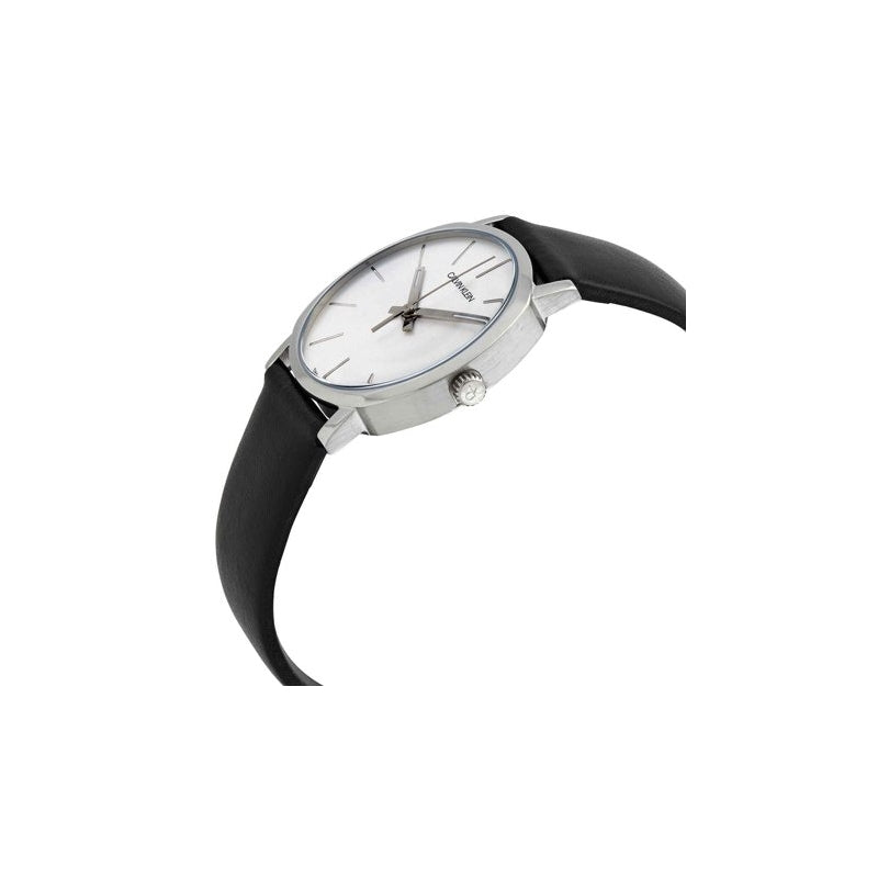 Calvin Klein High Noon Quartz White Dial Black Leather Strap Watch for Men - K8M211C6 Watches Calvin Klein   