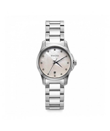 Gucci G Timeless Mother of Pearl Dial Silver Steel Strap Watch For Women - YA126542 Watches Gucci   