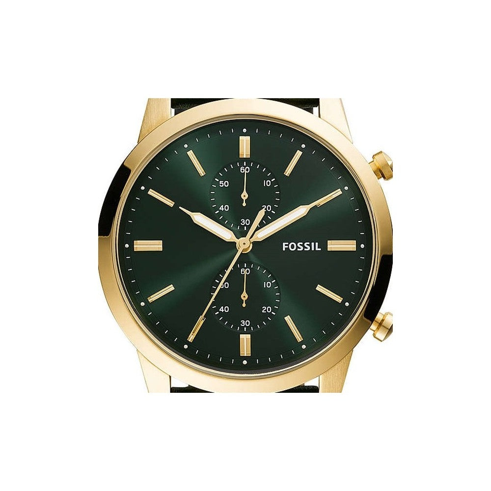 Fossil Townsman Chronograph Green Dial Green Leather Strap Watch for Men - FS5599 Watches Fossil   