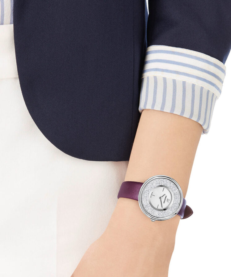 Swarovski Crystalline Silver Dial Purple Leather Strap Watch for Women - 5295355 Watches Swarovski   