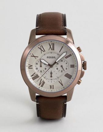 Fossil Grant Chronograph White Dial Brown Leather Strap Watch for Men - FS5344 Watches Fossil   