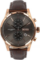 Hugo Boss Jet Grey Dial Brown Leather Strap Watch for Men - 1513281 Watches Hugo Boss   