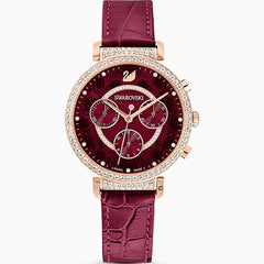 Swarovski Spring Flower Chronograph Red Dial Red Leather Strap Watch for Women - 5598689 Watches Swarovski   