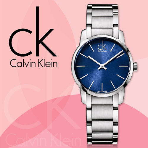 Calvin Klein City Blue Dial Silver Steel Strap Watch for Women - K2G2314N Watches Calvin Klein   