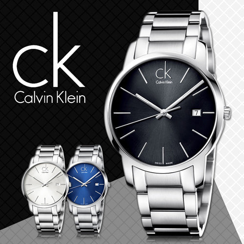 Calvin Klein City Date Black Dial Silver Steel Strap Watch for Men - K2G2G143 Watches Calvin Klein   