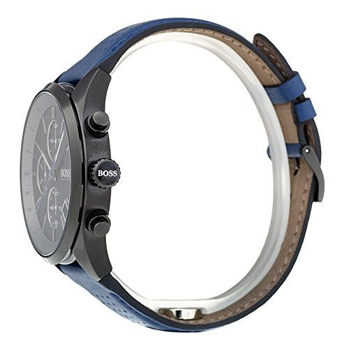 Hugo Boss Grand Prix Chronograph Black Dial Blue Leather Strap Watch for Men - 1513563 Watches Hugo Boss   