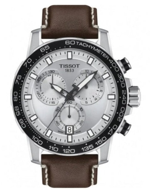 Tissot Supersport Chrono Silver Dial Brown Leather Strap Watch for Men - T125.617.16.031.00 Watches Tissot   