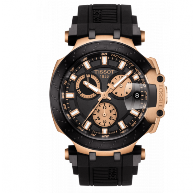 Tissot T Race Quartz Chronograph Black Dial Silicon Strap Watch For Men - T115.417.37.051.00 Watches Tissot   