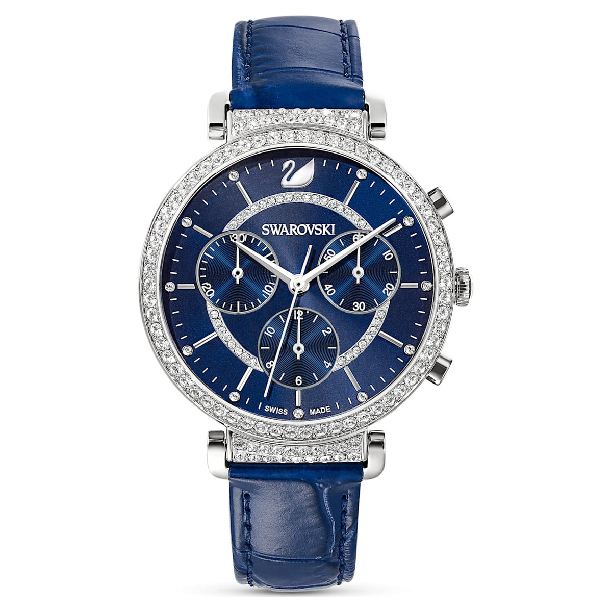 Swarovski Passage Chrono Crystal Blue Dial Blue Leather Strap Watch for Women - 5580342 Watches Swarovski   