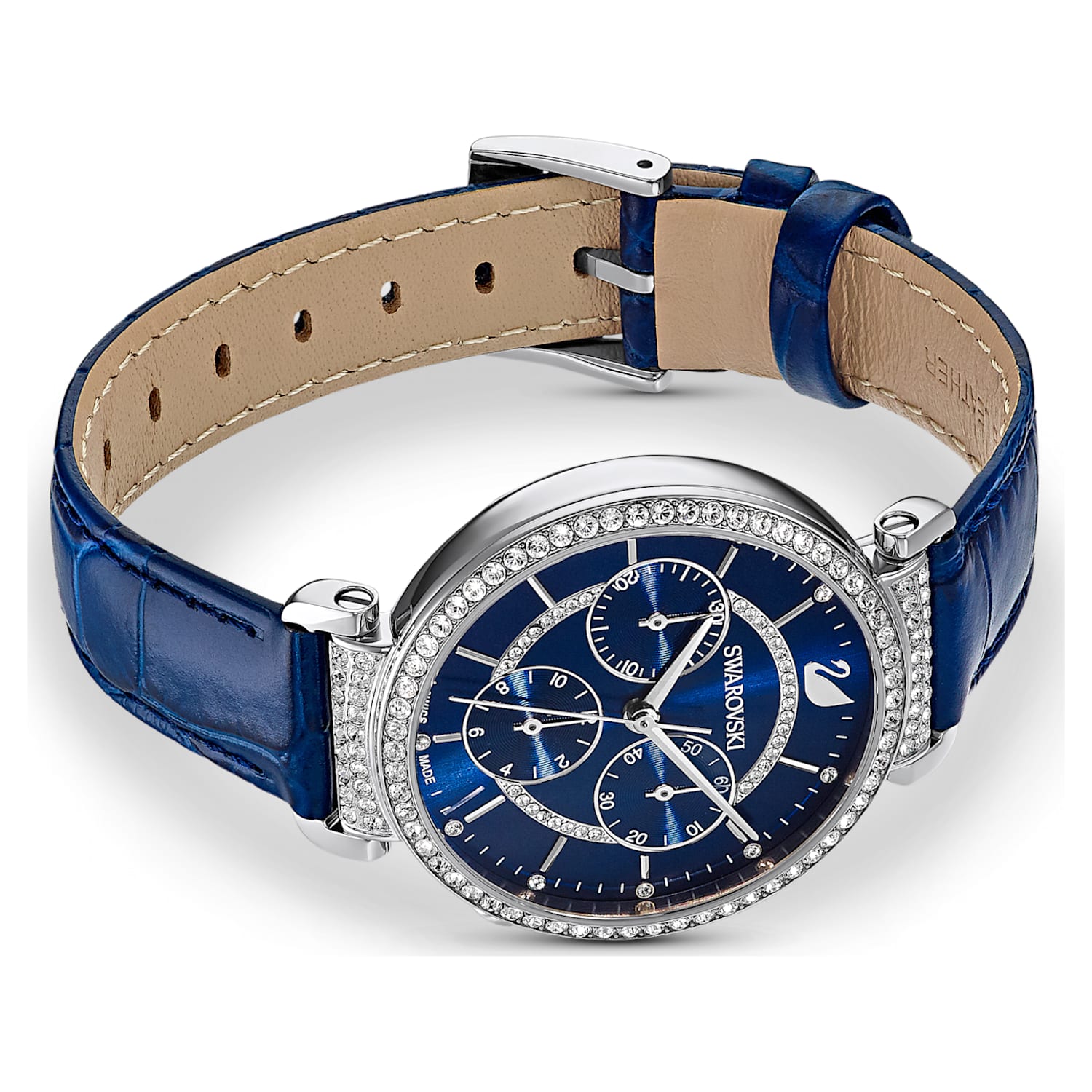 Swarovski Passage Chrono Crystal Blue Dial Blue Leather Strap Watch for Women - 5580342 Watches Swarovski   
