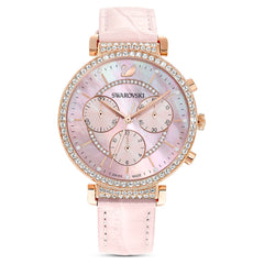 Swarovski Passage Chrono Pink Dial Pink Leather Strap Watch for Women - 5580352 Watches Swarovski   