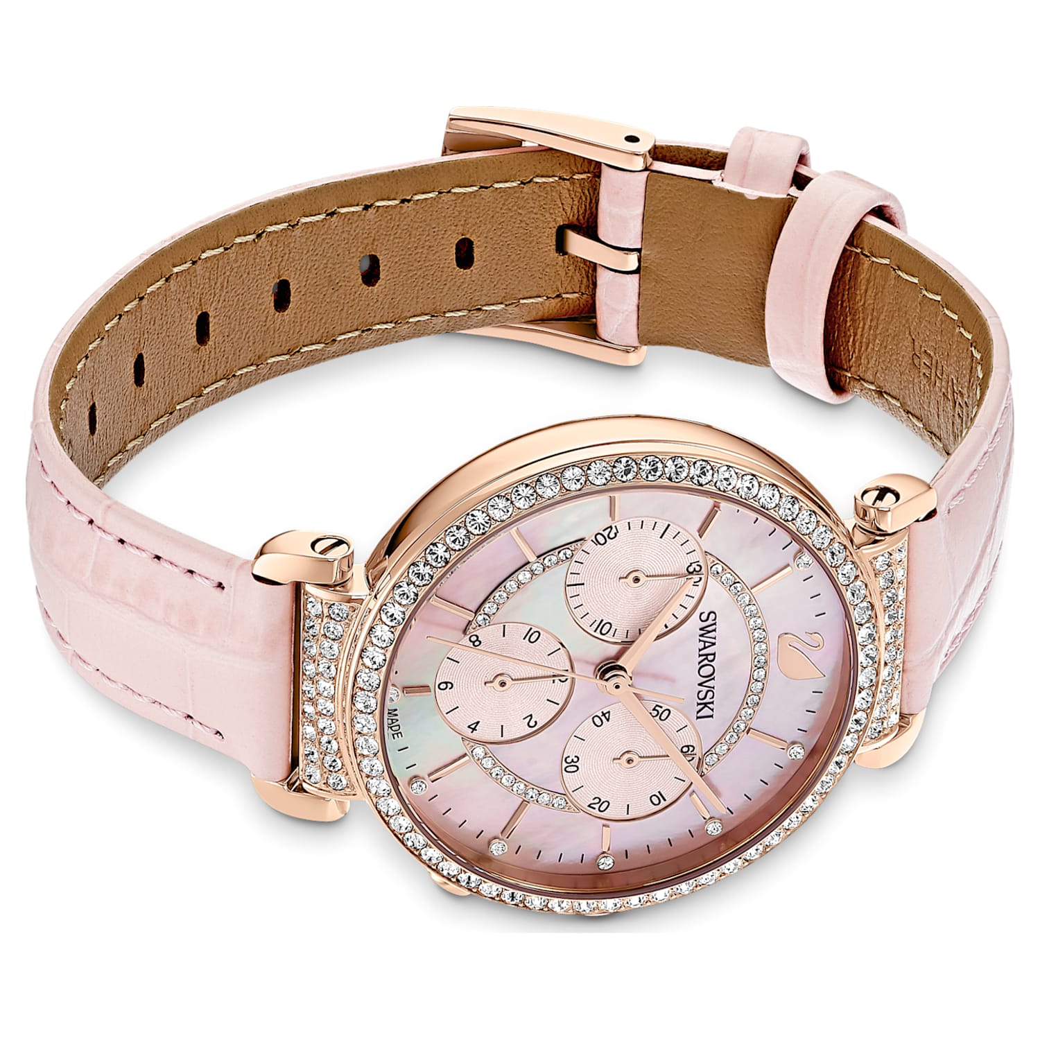 Swarovski Passage Chrono Pink Dial Pink Leather Strap Watch for Women - 5580352 Watches Swarovski   
