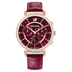 Swarovski Passage Chrono Red Dial Red Leather Strap Watch for Women - 5580345 Watches Swarovski   