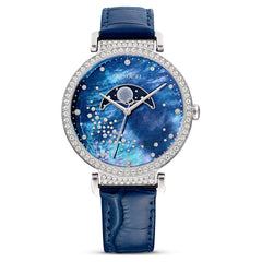 Swarovski Passage Moon Phase Blue Dial Blue Leather Strap Watch for Women - 5613320 Watches Swarovski   