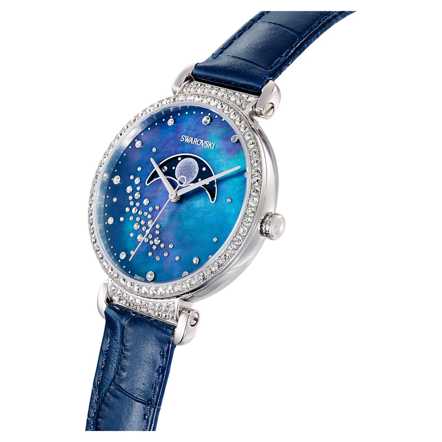 Swarovski Passage Moon Phase Blue Dial Blue Leather Strap Watch for Women - 5613320 Watches Swarovski   