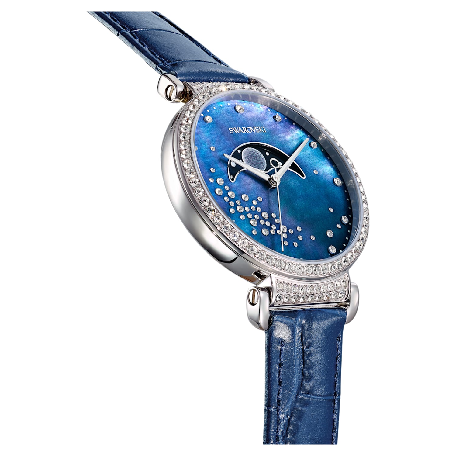 Swarovski Passage Moon Phase Blue Dial Blue Leather Strap Watch for Women - 5613320 Watches Swarovski   