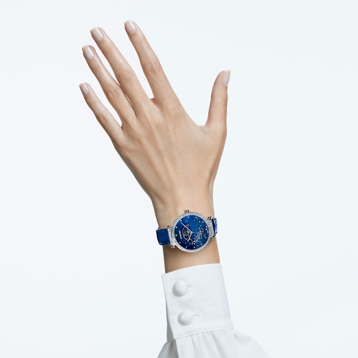 Swarovski Passage Moon Phase Blue Dial Blue Leather Strap Watch for Women - 5613320 Watches Swarovski   