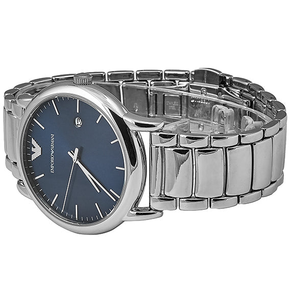 Emporio Armani Luigi Blue Dial Silver Stainless Steel Watch For Men - AR11089 Watches Emporio Armani   