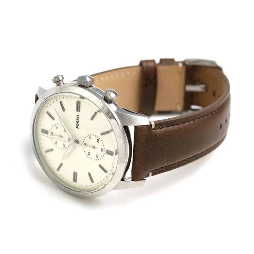 Fossil Townsman Chronograph White Dial Brown Leather Strap Watch for Men - FS5350 Watches Fossil   