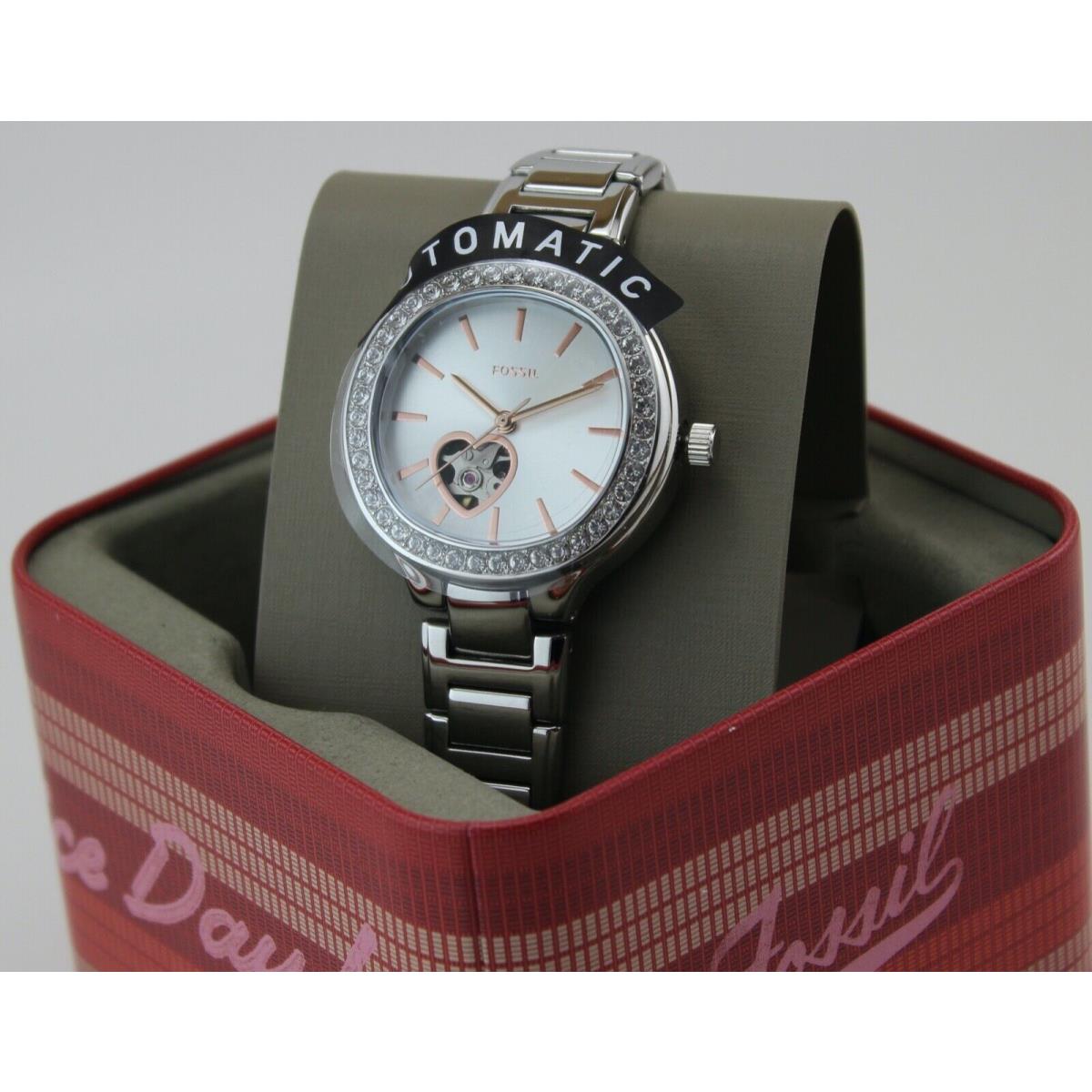 Fossil Architect Automatic Silver Dial Silver Steel Strap Watch for Women - ME3057 Watches Fossil   