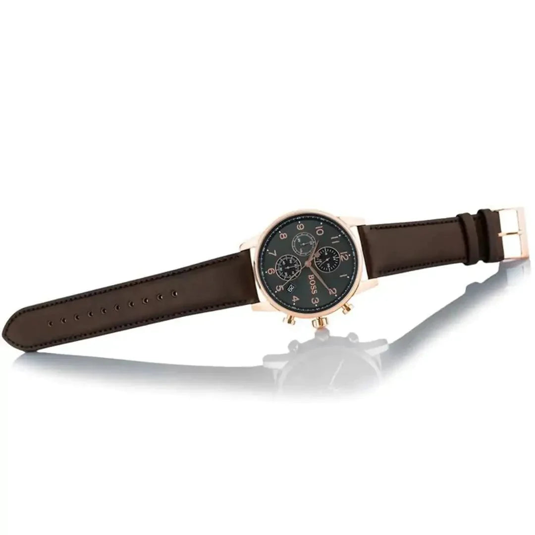 Hugo Boss Navigator Grey Dial Brown Leather Strap Watch for Men - 1513496 Watches Hugo Boss   