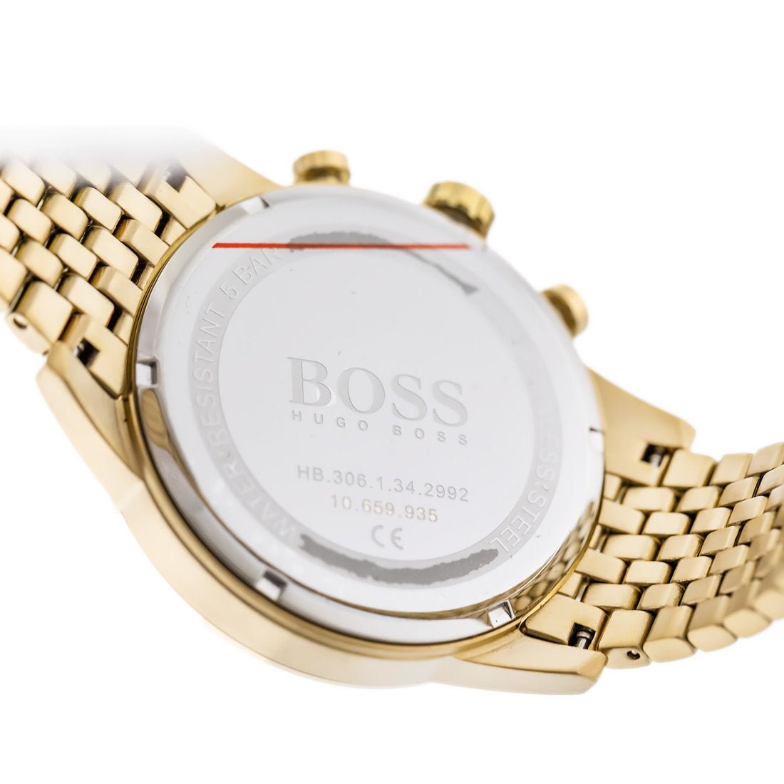 Hugo Boss Navigator Black Dial Gold Steel Strap Watch for Men - 1513531 Watches Hugo Boss   