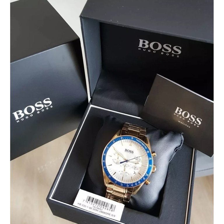 Hugo Boss Trophy White Dial Gold Steel Strap Watch for Men - 1513631 Watches Hugo Boss   