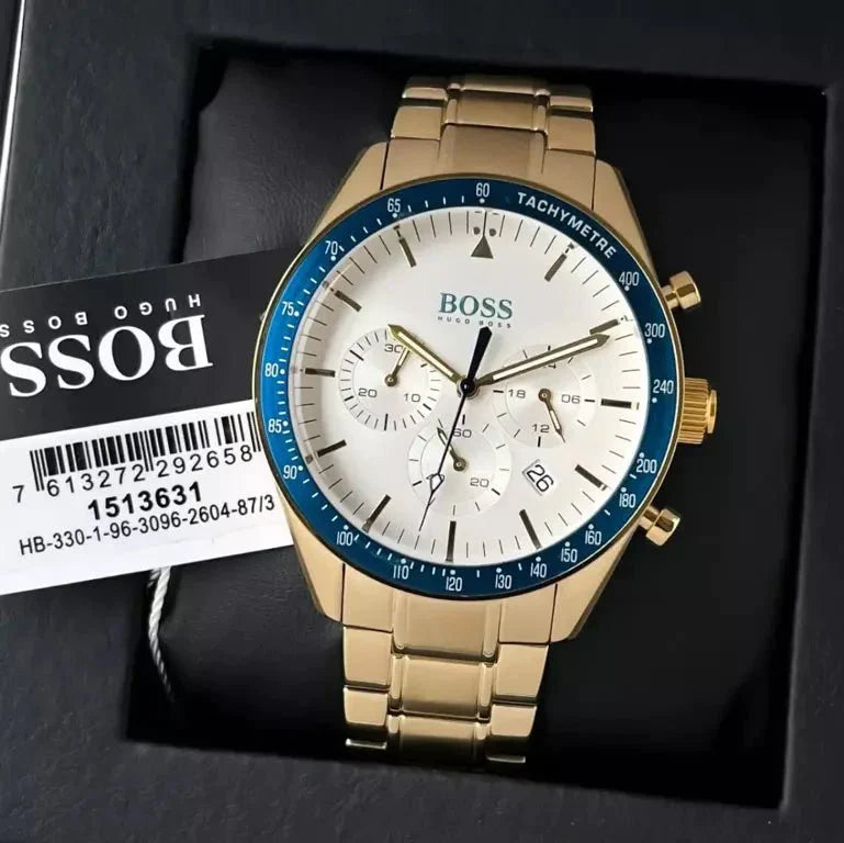 Hugo Boss Trophy White Dial Gold Steel Strap Watch for Men - 1513631 Watches Hugo Boss   