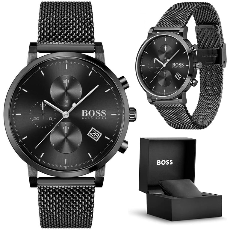 Hugo Boss Integrity Black Dial Black Mesh Bracelet Watch for Men - 1513813 Watches Hugo Boss   
