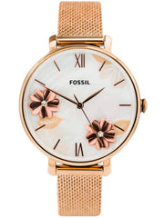 Fossil Jacqueline Three-Hand White Dial Rose Gold Mesh Bracelet Watch for Women - ES4534 Watches Fossil   