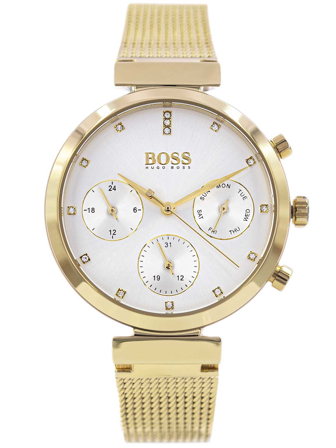 Hugo Boss Flawless White Dial Gold Mesh Bracelet Watch for Women - 1502552 Watches Hugo Boss   