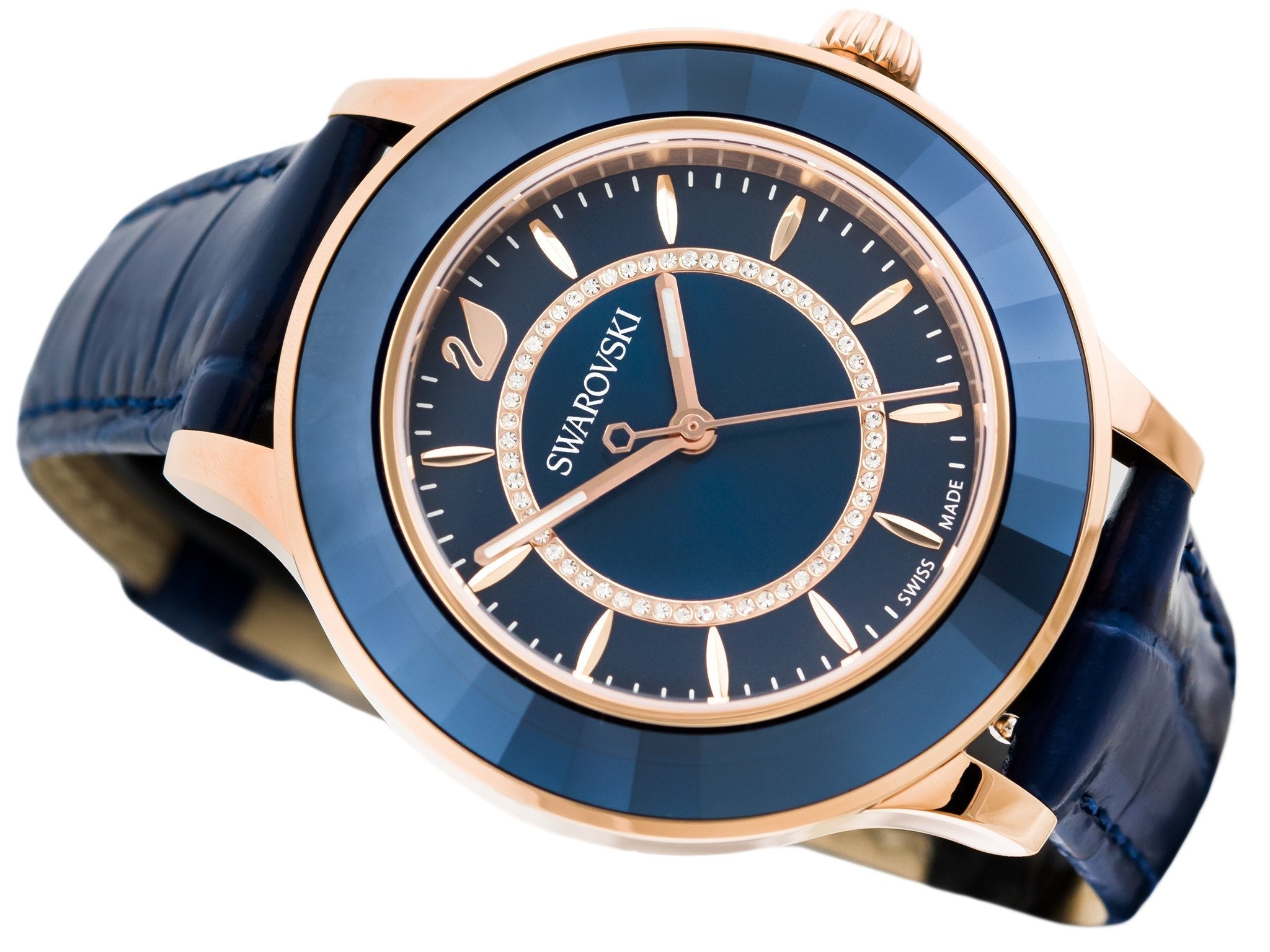 Swarovski Octea Lux Blue Dial Blue Leather Strap Watch for Women - 5414413 Watches Swarovski   