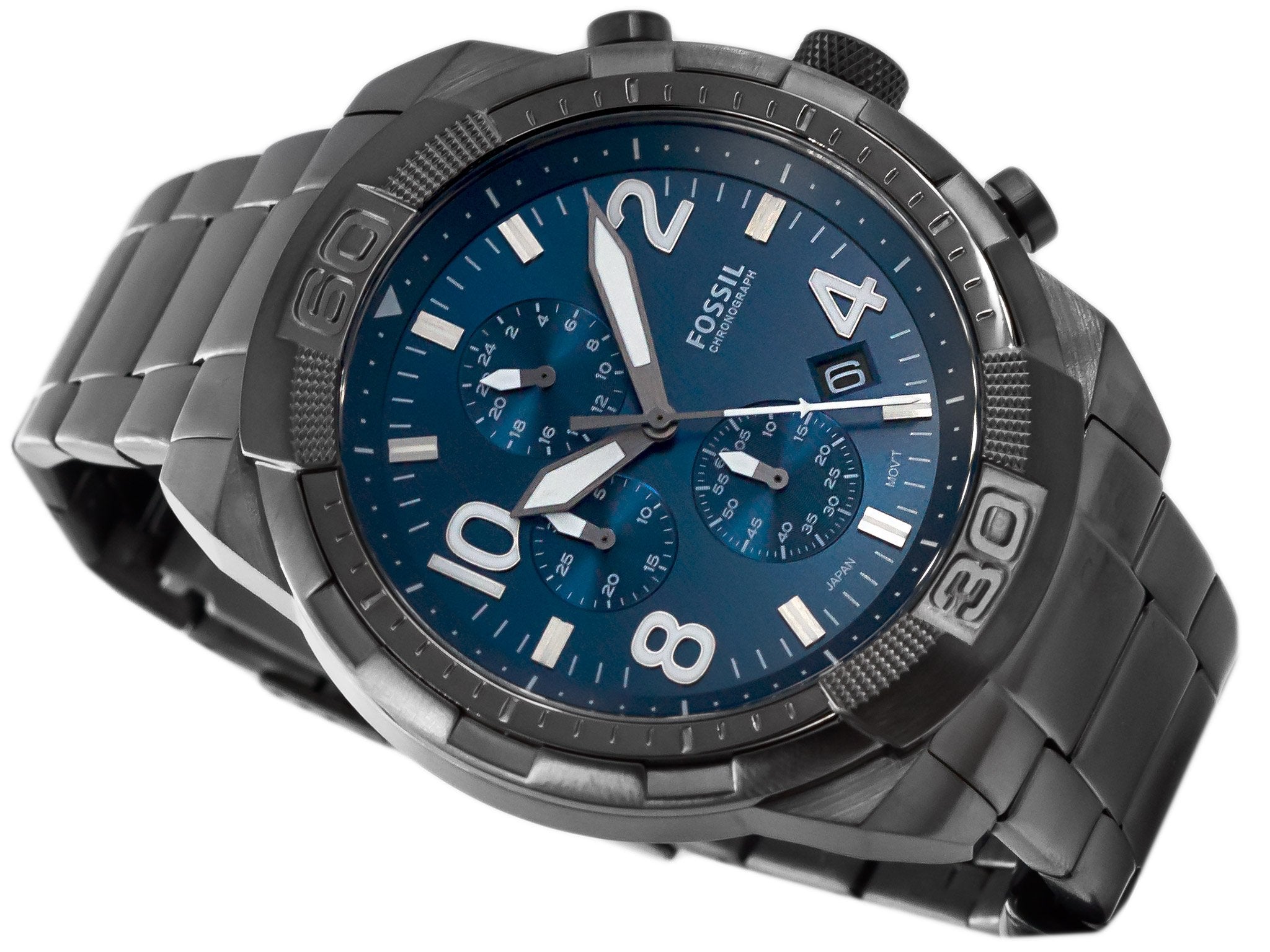 Fossil Bronson Chronograph Blue Dial Grey Steel Strap Watch for Men - FS5711 Watches Fossil   