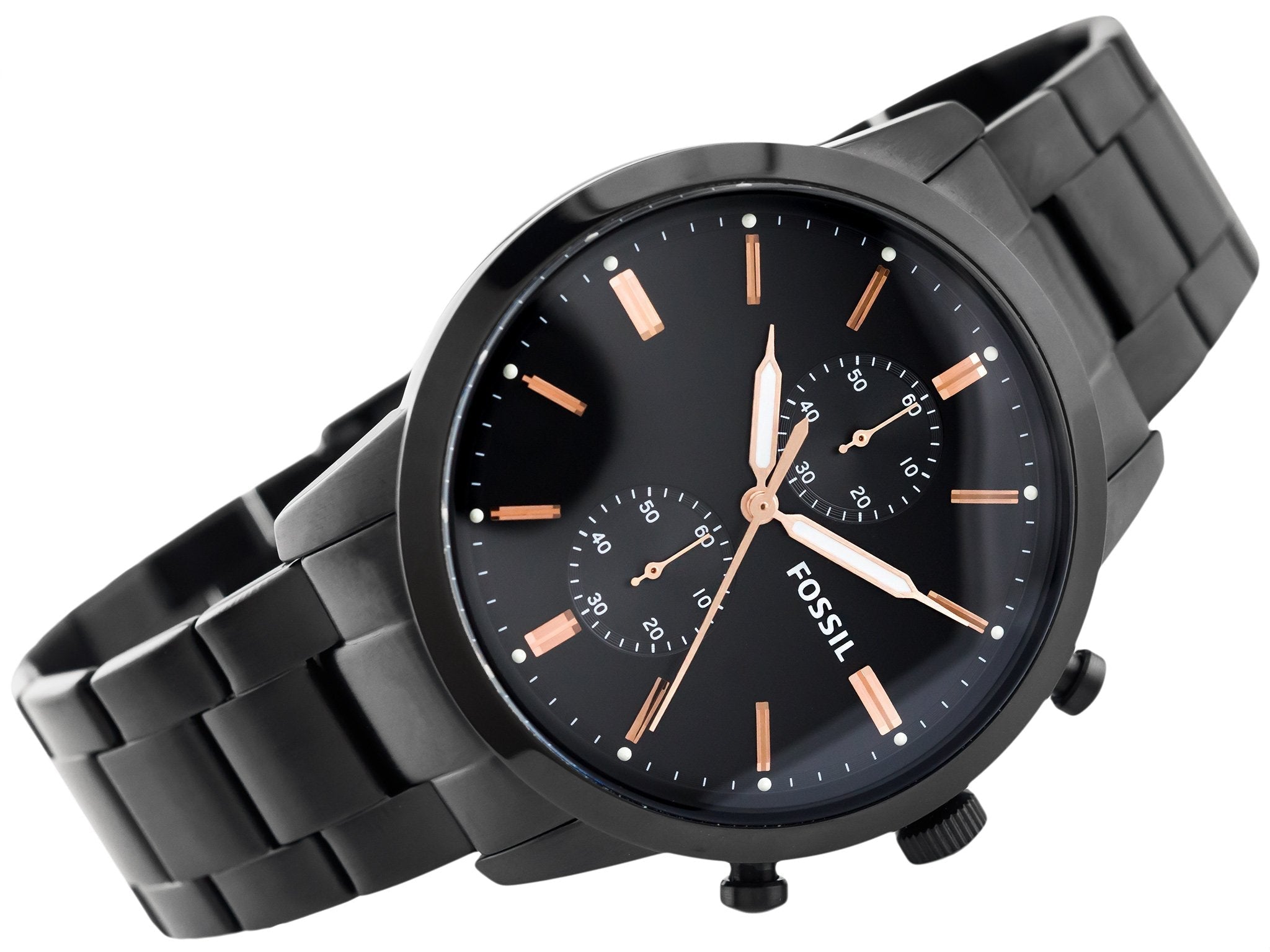 Fossil Townsman Chronograph Black Dial Black Steel Strap Watch for Men - FS5379 Watches Fossil   