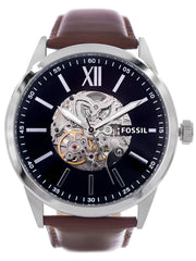 Fossil Flynn Automatic Black Dial Brown Leather Strap Watch for Men - BQ2270 Watches Fossil   