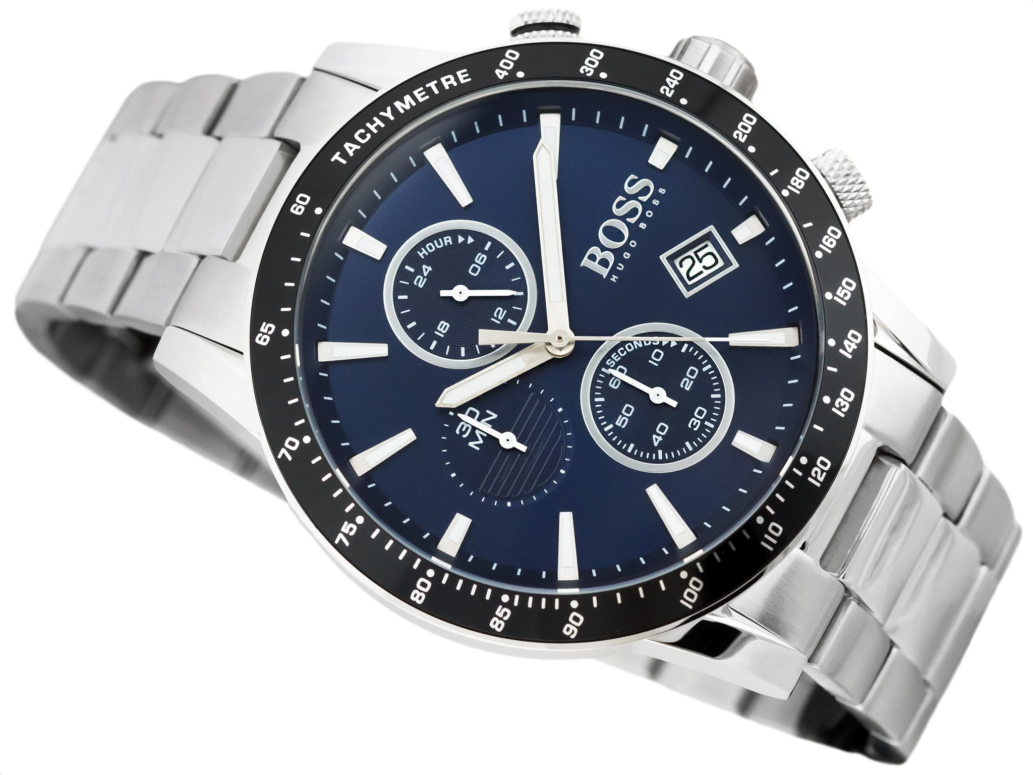 Hugo Boss Rafale Quartz Blue Dial Silver Steel Strap Watch for Men - 1513510 Watches Hugo Boss   