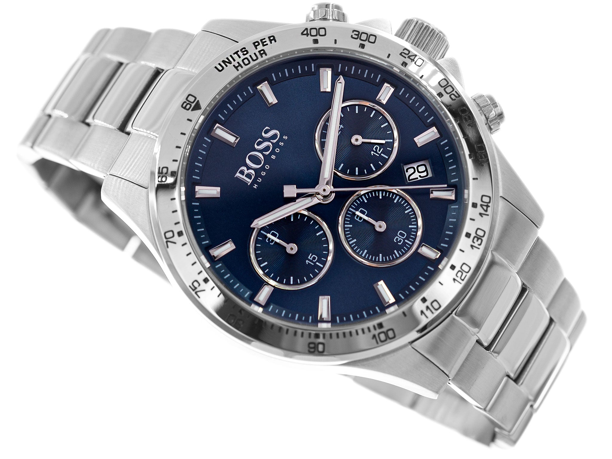 Hugo Boss Hero Sport Blue Dial Silver Steel Strap Watch for Men - 1513755 Watches Hugo Boss   