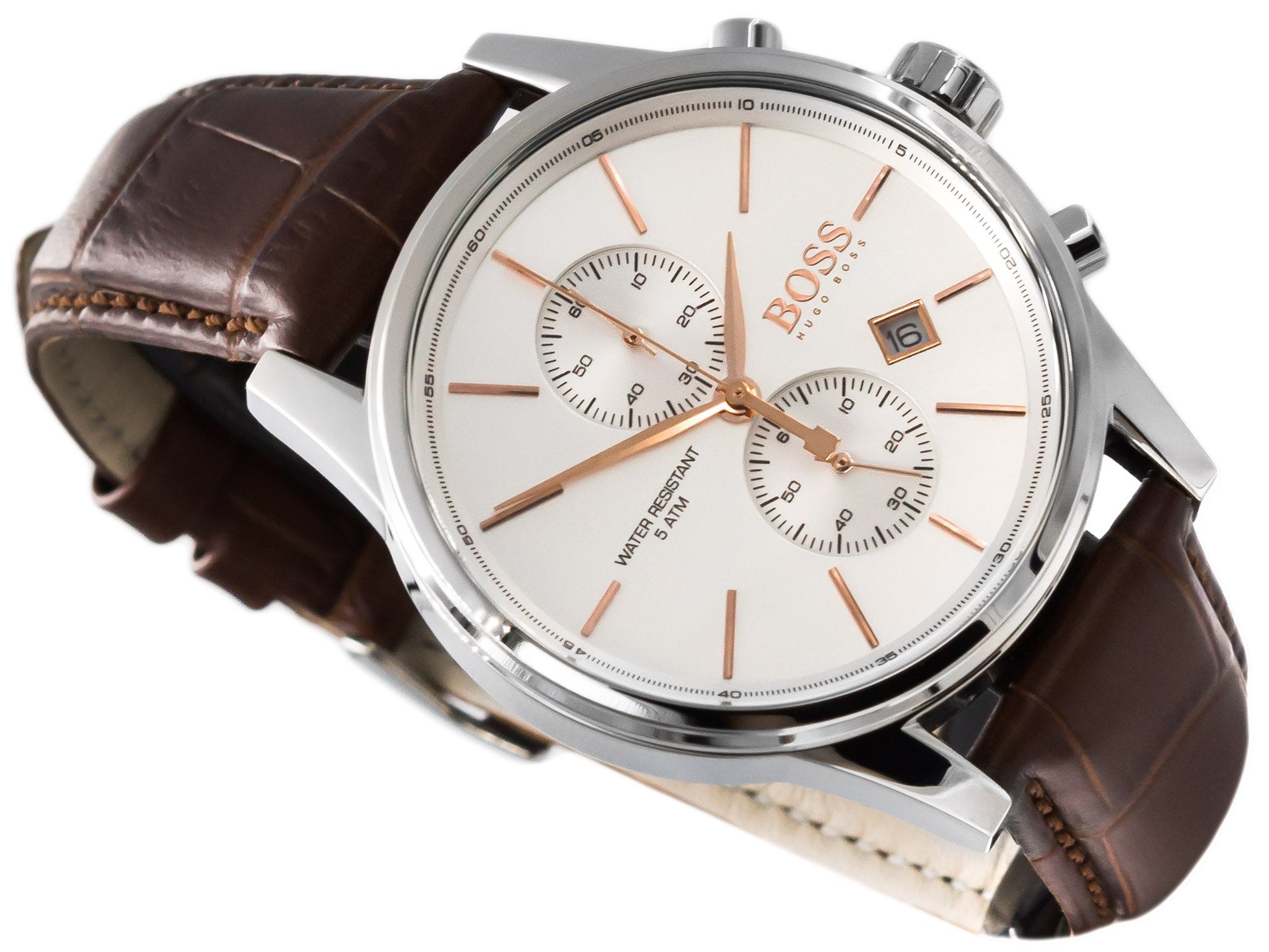 Hugo Boss Jet White Dial Brown Leather Strap Watch for Men - 1513280 Watches Hugo Boss   