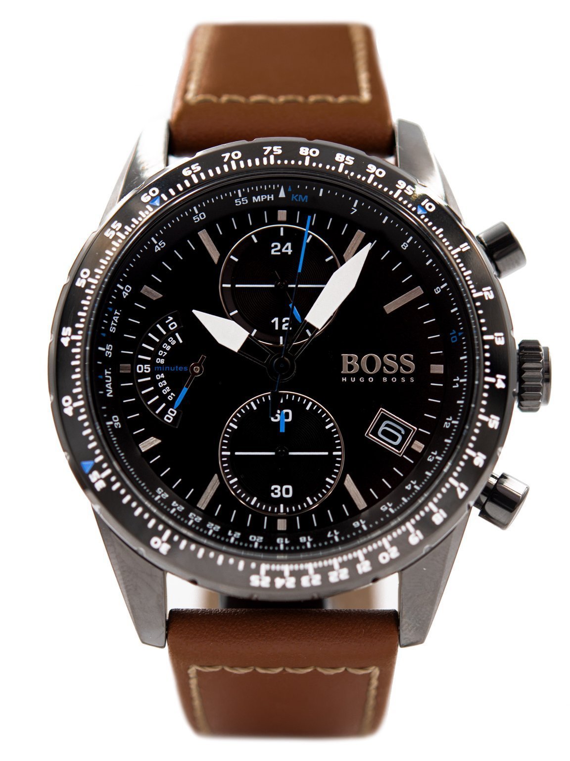 Hugo Boss Pilot Black Dial Brown Leather Strap Watch for Men - 1513851 Watches Hugo Boss   