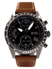 Hugo Boss Pilot Black Dial Brown Leather Strap Watch for Men - 1513851 Watches Hugo Boss   