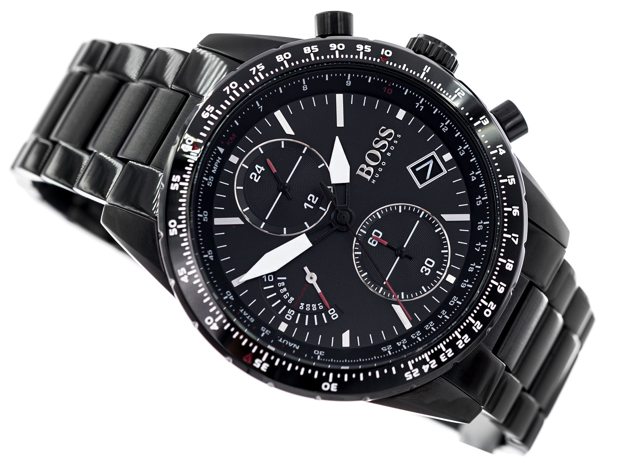 Hugo Boss Pilot Edition Black Dial Black Steel Strap Watch for Men - 1513854 Watches Hugo Boss   