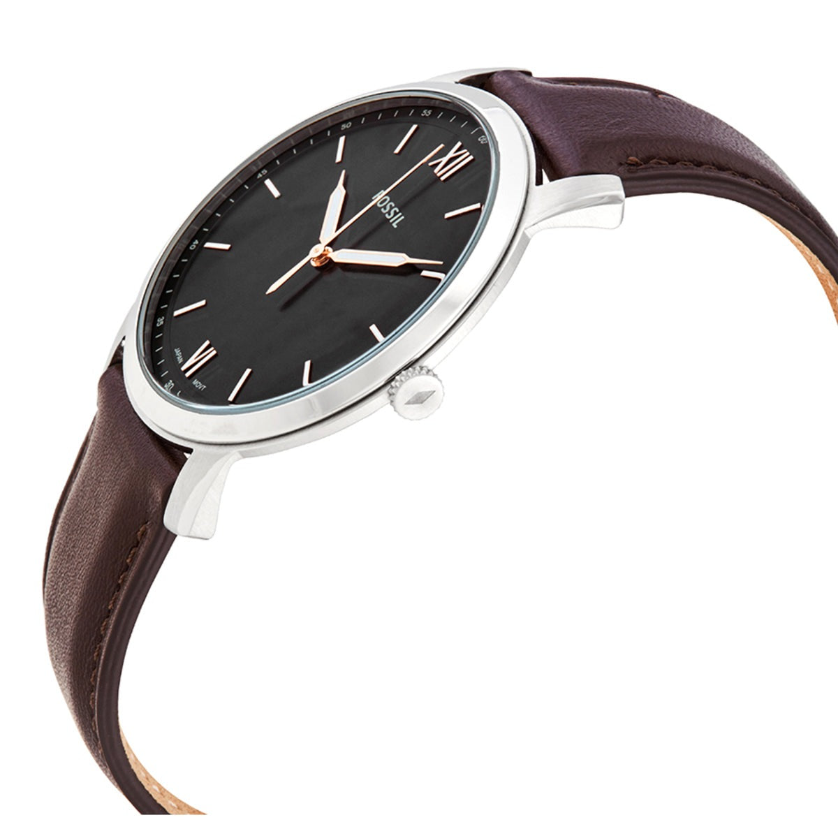 Fossil The Minimalist 3H Black Dial Brown Leather Strap Watch for Men - FS5464 Watches Fossil   