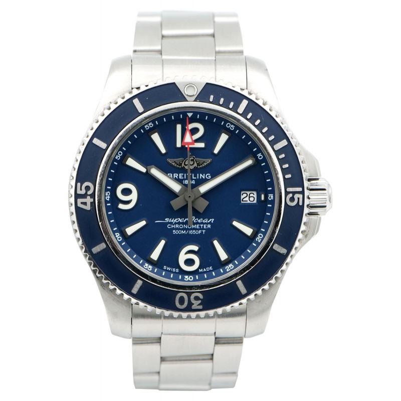 Breitling Superocean Automatic 42mm Blue Dial Silver Steel Strap Watch for Men - A17366D81C1A1 Watches Breitling   