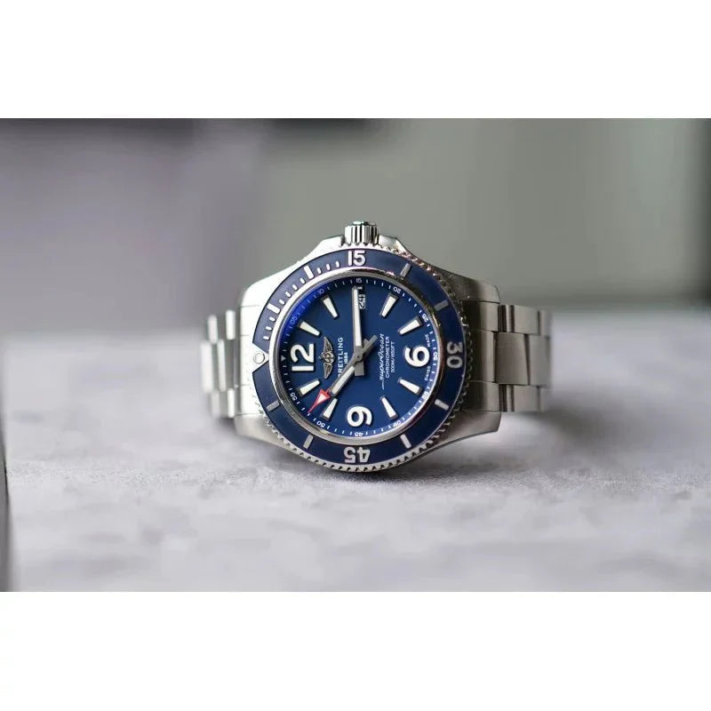 Breitling Superocean Automatic 42mm Blue Dial Silver Steel Strap Watch for Men - A17366D81C1A1 Watches Breitling   