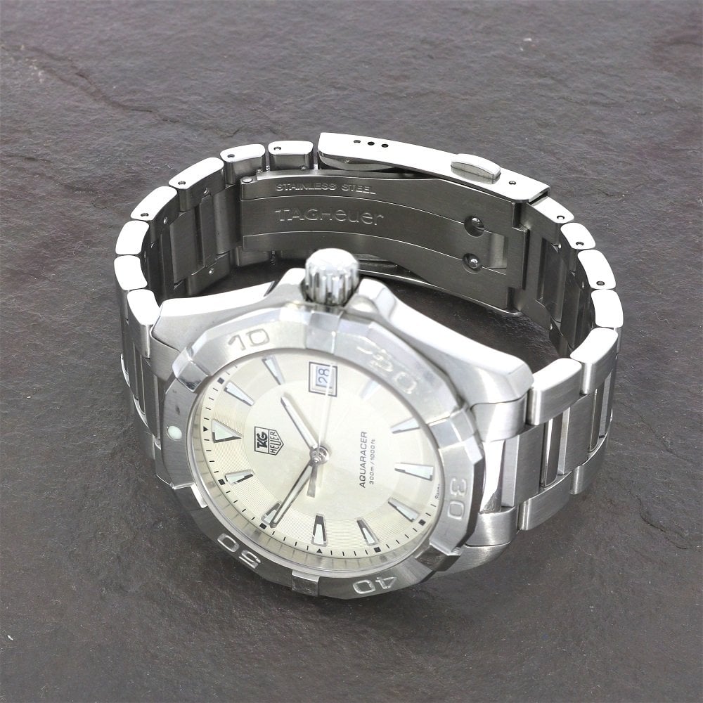 Tag Heuer Aquaracer 41mm Quartz White Dial Silver Steel Strap Watch for Men - WAY1111.BA0928 Watches Tag Heuer   