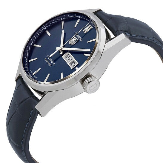 Tag Heuer Carrera Calibre 5 Automatic Blue Dial Blue Leather Strap Watch for Men - WAR201E.FC6292 Watches Tag Heuer   