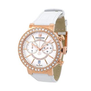 Swarovski Citra Sphere Chrono White Dial White Leather Strap Watch for Women - 5080602 Watches Swarovski   