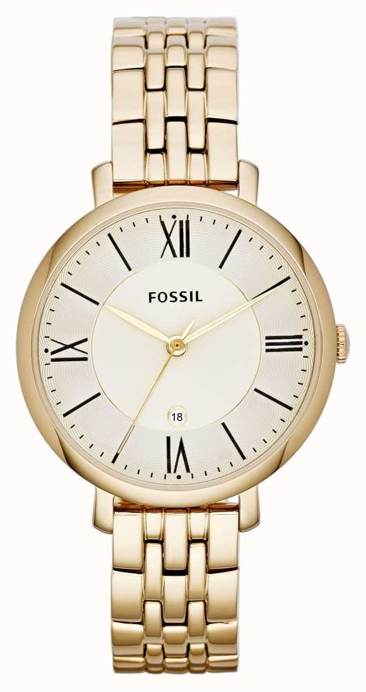 Fossil Jacqueline White Dial Gold Steel Strap Watch for Women - ES3434 Watches Fossil   