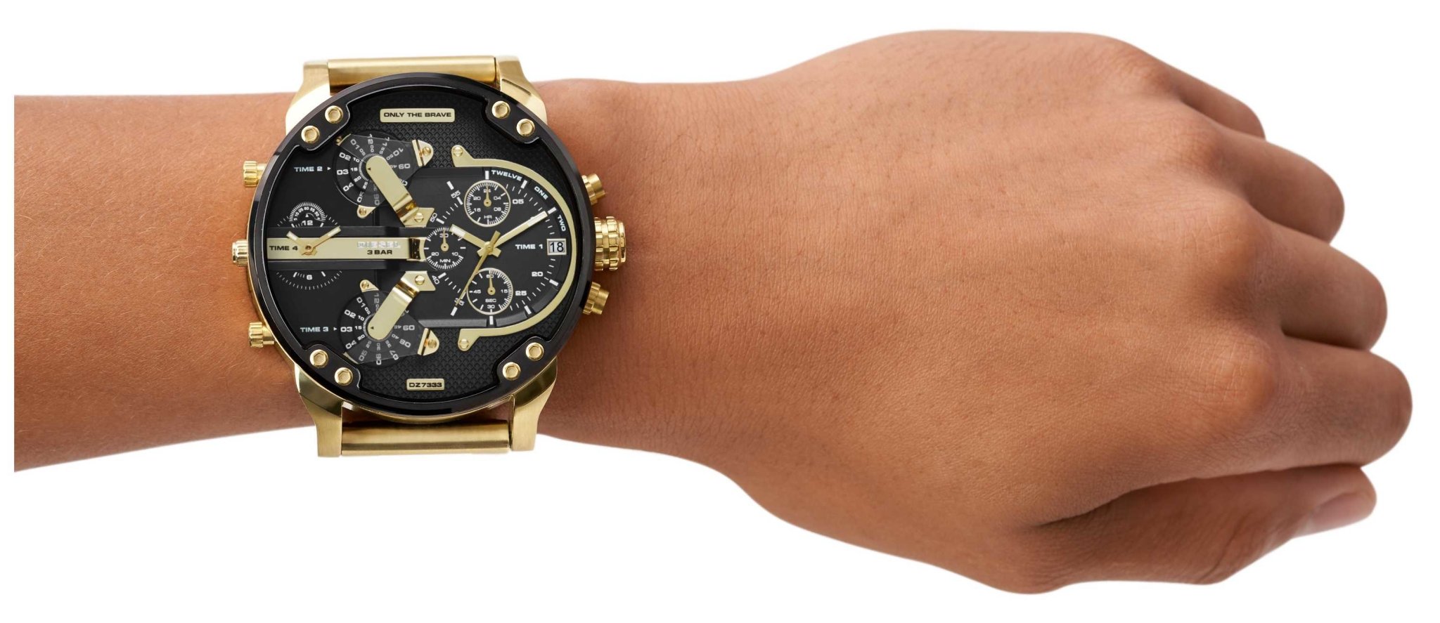 Diesel Mr Daddy 2.0 Black Dial Gold Stainless Steel Watch For Men - DZ7333 Watches Diesel   