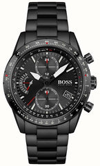 Hugo Boss Aero Black Dial Black Steel Strap Watch for Men - 1513771 Watches Hugo Boss   